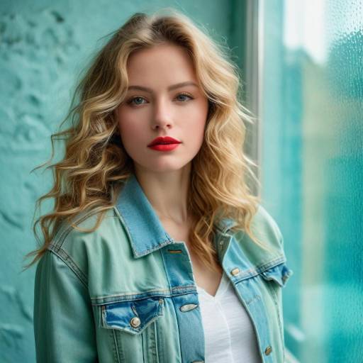 Blonde Woman in Denim Jacket by Window
