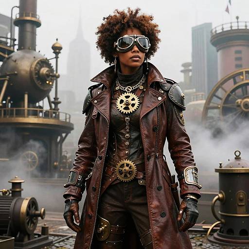 Afro Steampunk Warrior Portrait