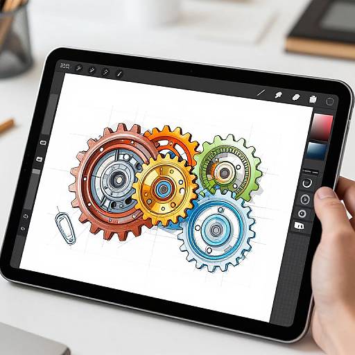 Mechanical Drawing App on High-Res Tablet