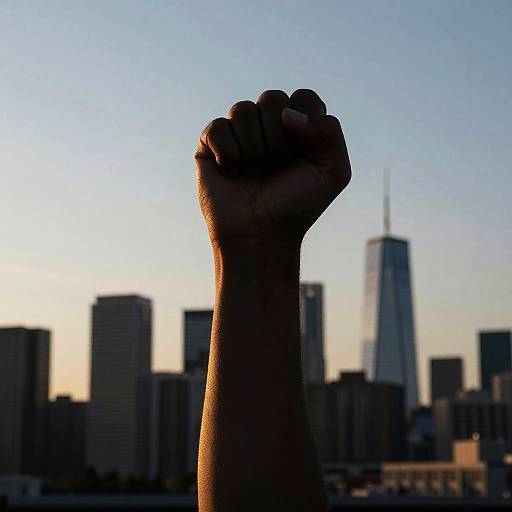 Empowering Fist Silhouette at Dusk