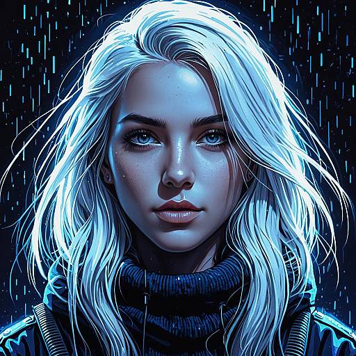 Cyberpunk Girl with Silver-White Hair