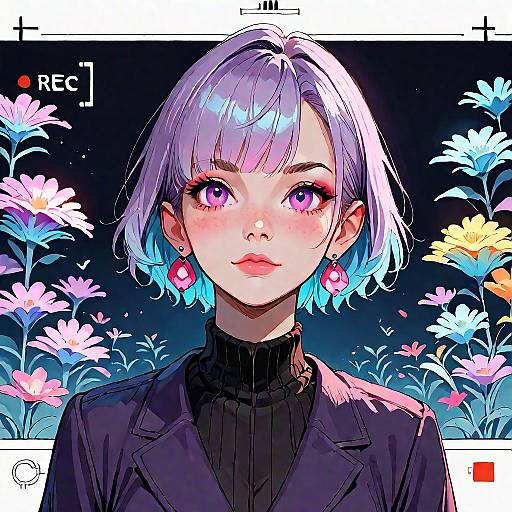 Anime-Inspired Animal with Purple Eyes