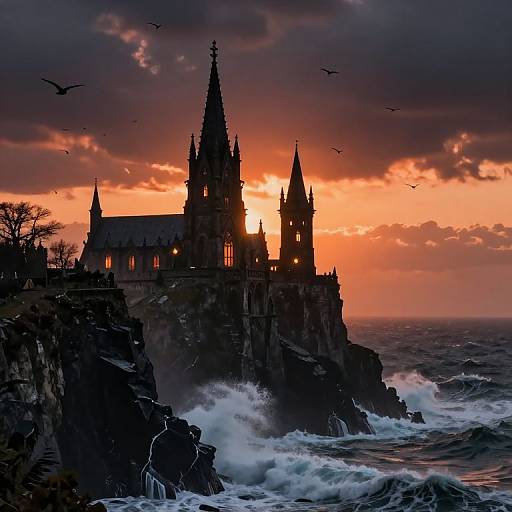 Gothic Towers at Fiery Cliffside
