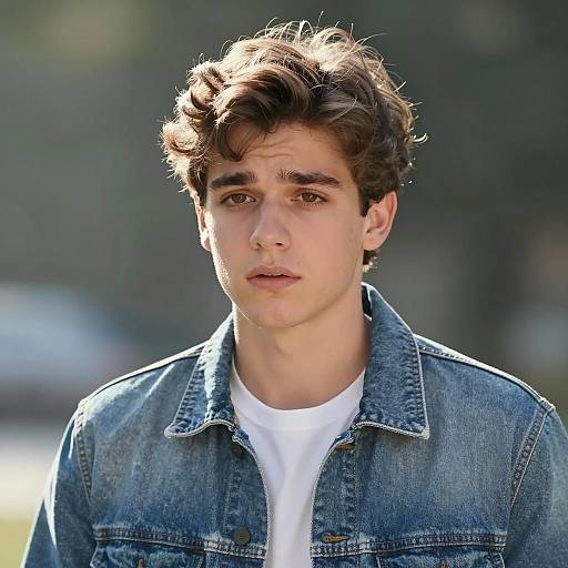 Concerned Young Man in Sunlit Outdoors