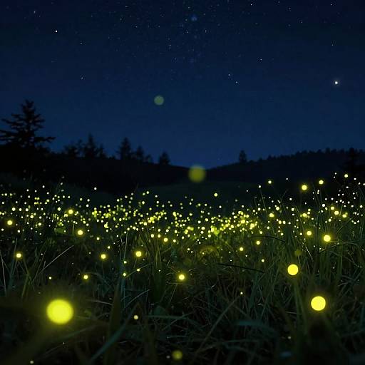 Serene Nocturnal Firefly Landscape