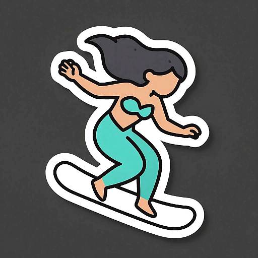 Mermaid Snowboarding Die-Cut Sticker
