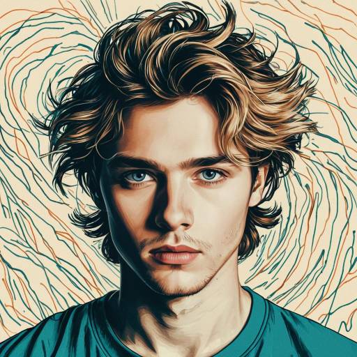 Bright Eyed Young Man in Abstract Art