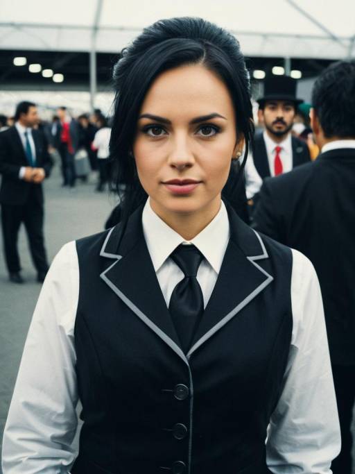 Woman in Formal Business Attire at Cosplay Festival
