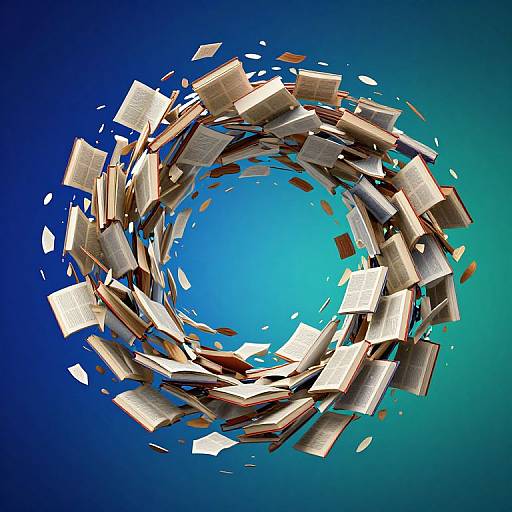 3D Vortex of Flying Books