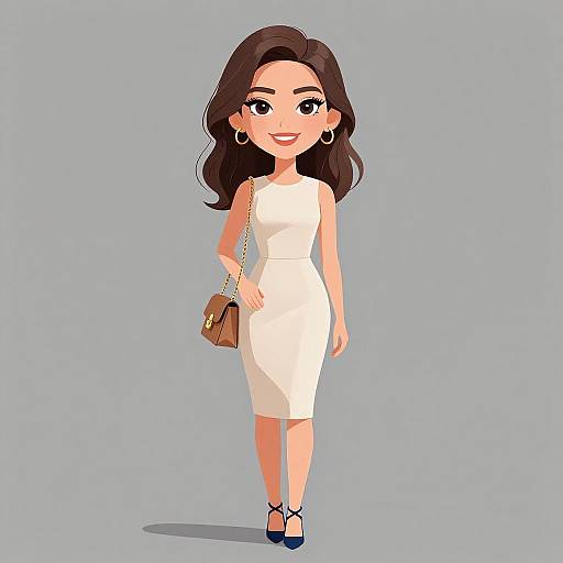 Chic Smiling Woman in Neutral Dress