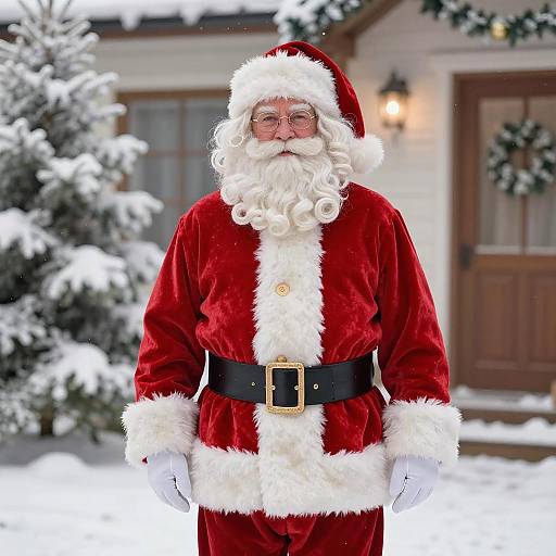 Santa Claus in Festive Winter Scene