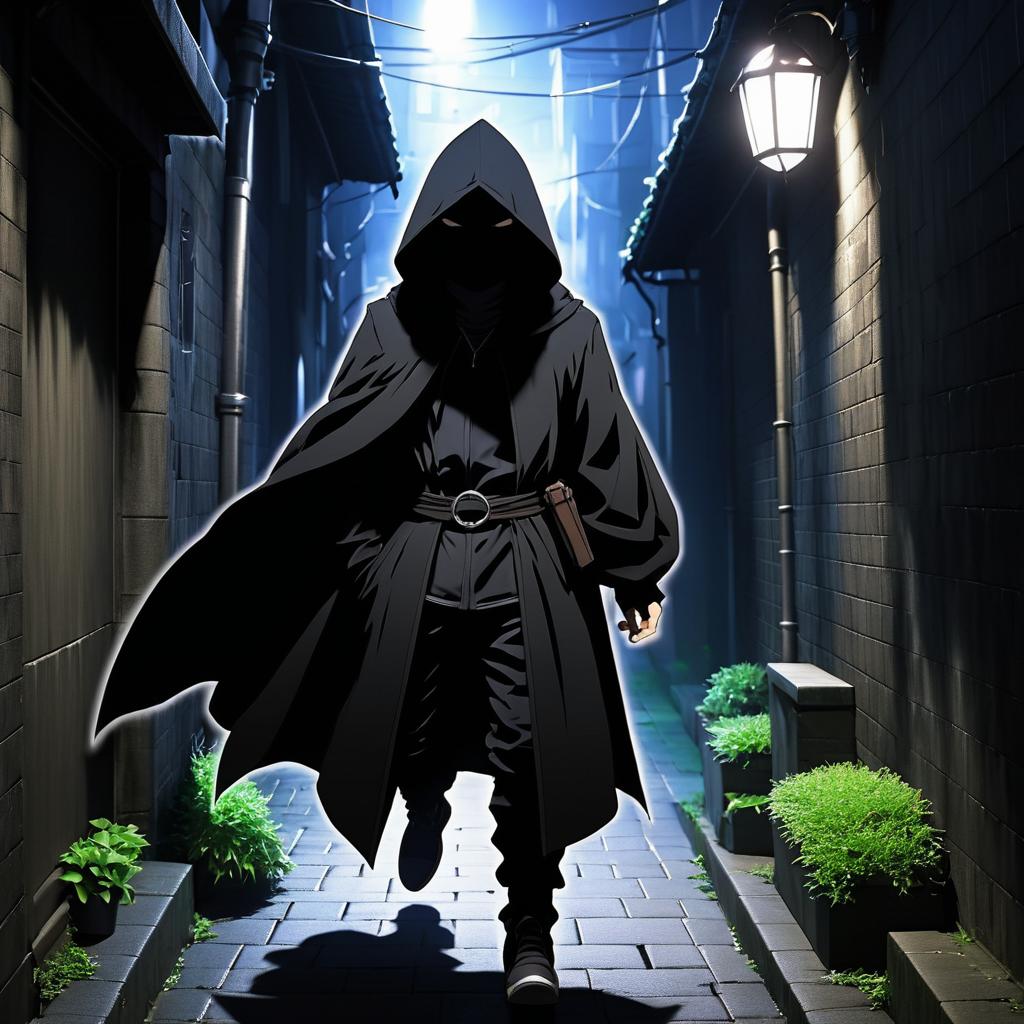 Stealthy Rogue in Shadowy Alleyway