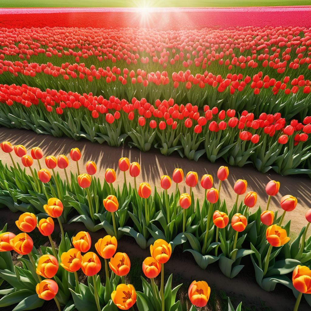 Vibrant Tulip Field in Sunlight