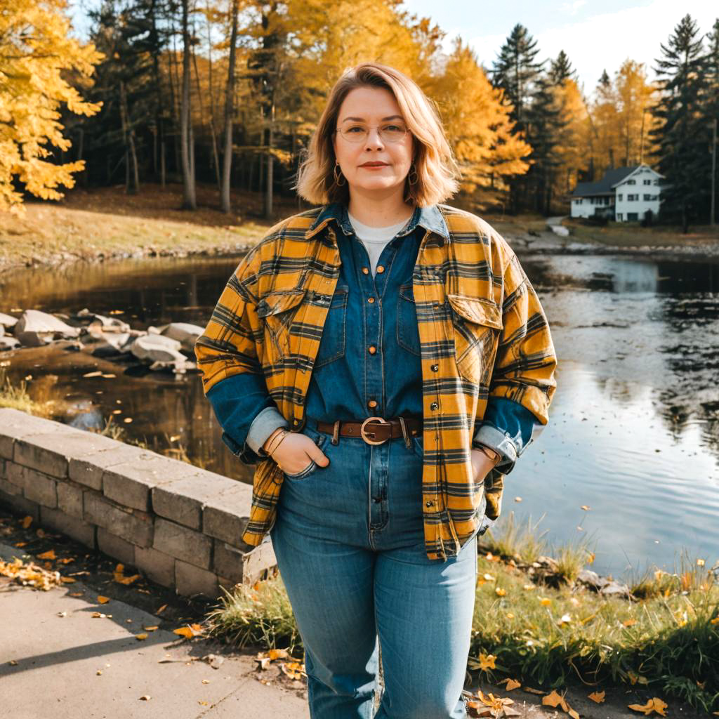 Curvy Woman in Retro 90s Attire