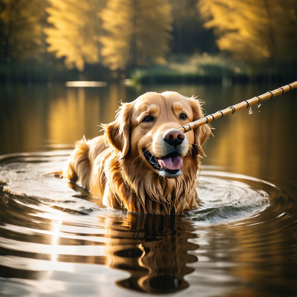 Golden Retriever Swimming in a Lake