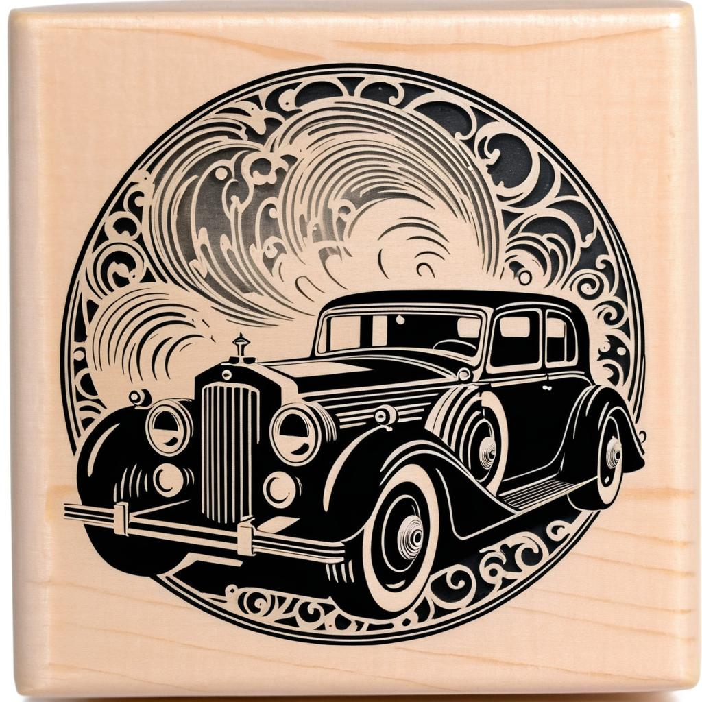 Vintage Art Deco Car Stamp Design