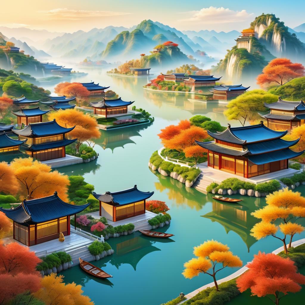 Serene Autumn Landscape Inspired by Chinese Art