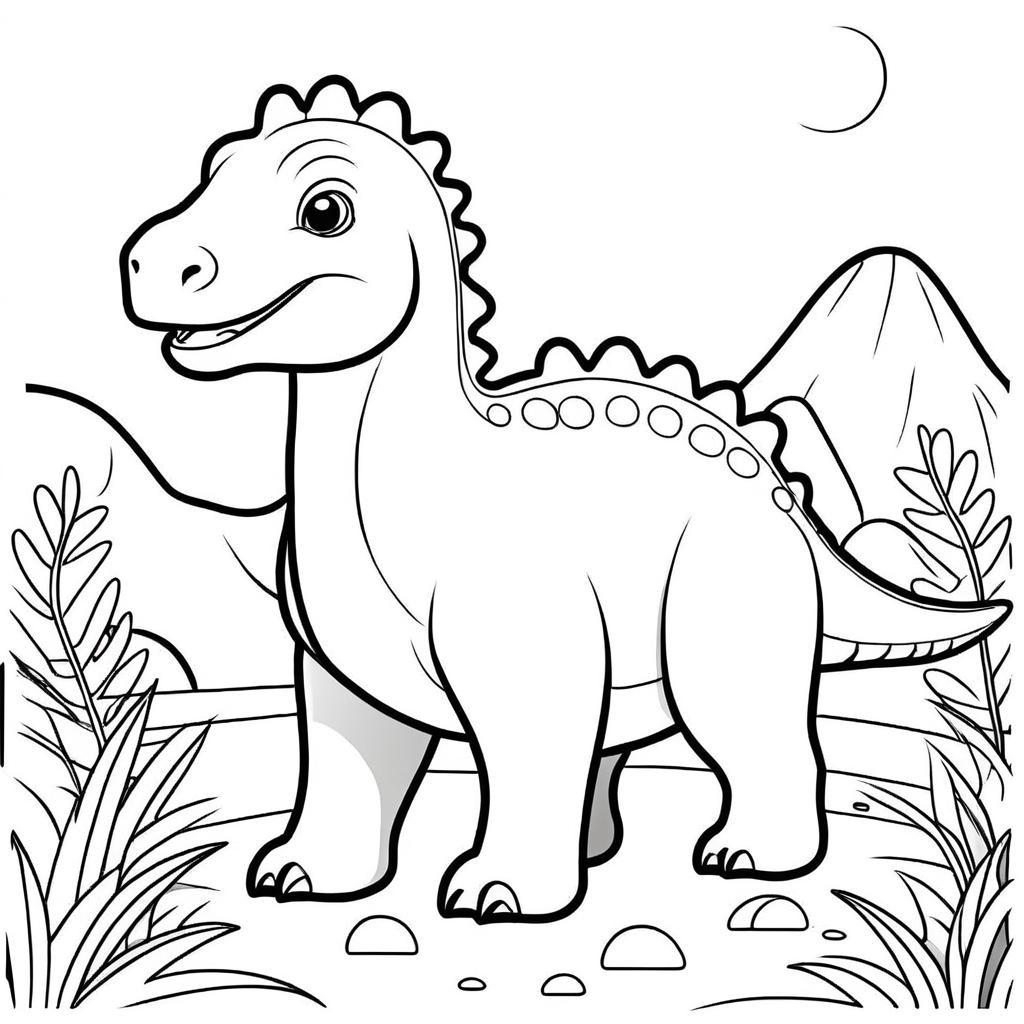 Cute Iguandon Coloring Book Illustration