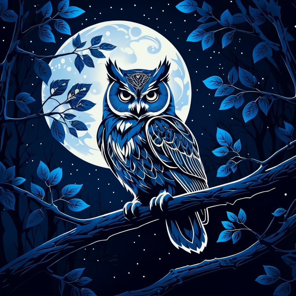 Hyperdetailed Night Owl Screen Printing