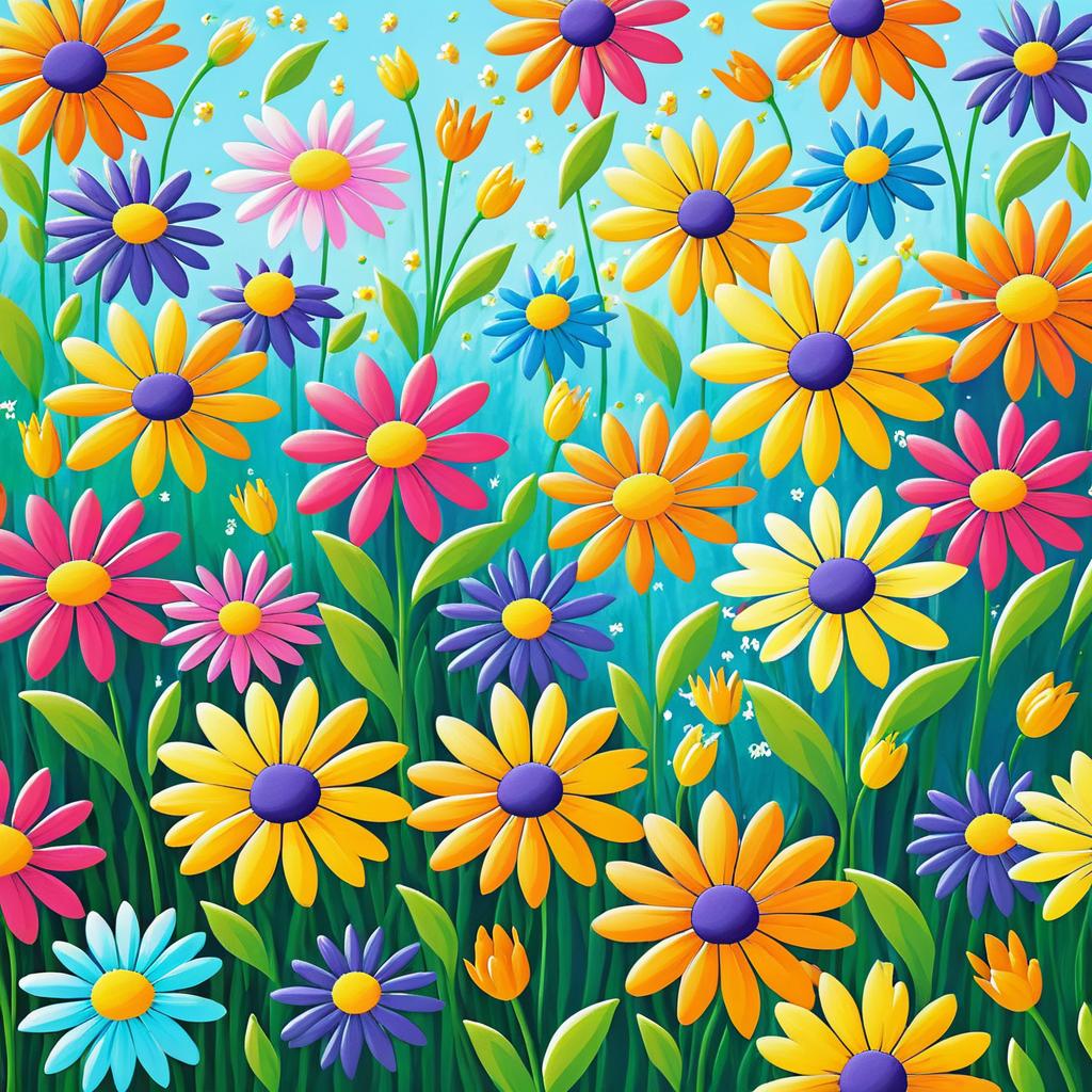 Vibrant Spring Flower Garden Art