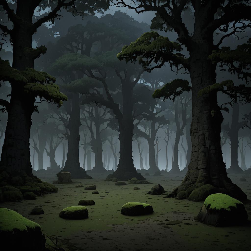 Mystical Nocturnal Ancient Oak Forest