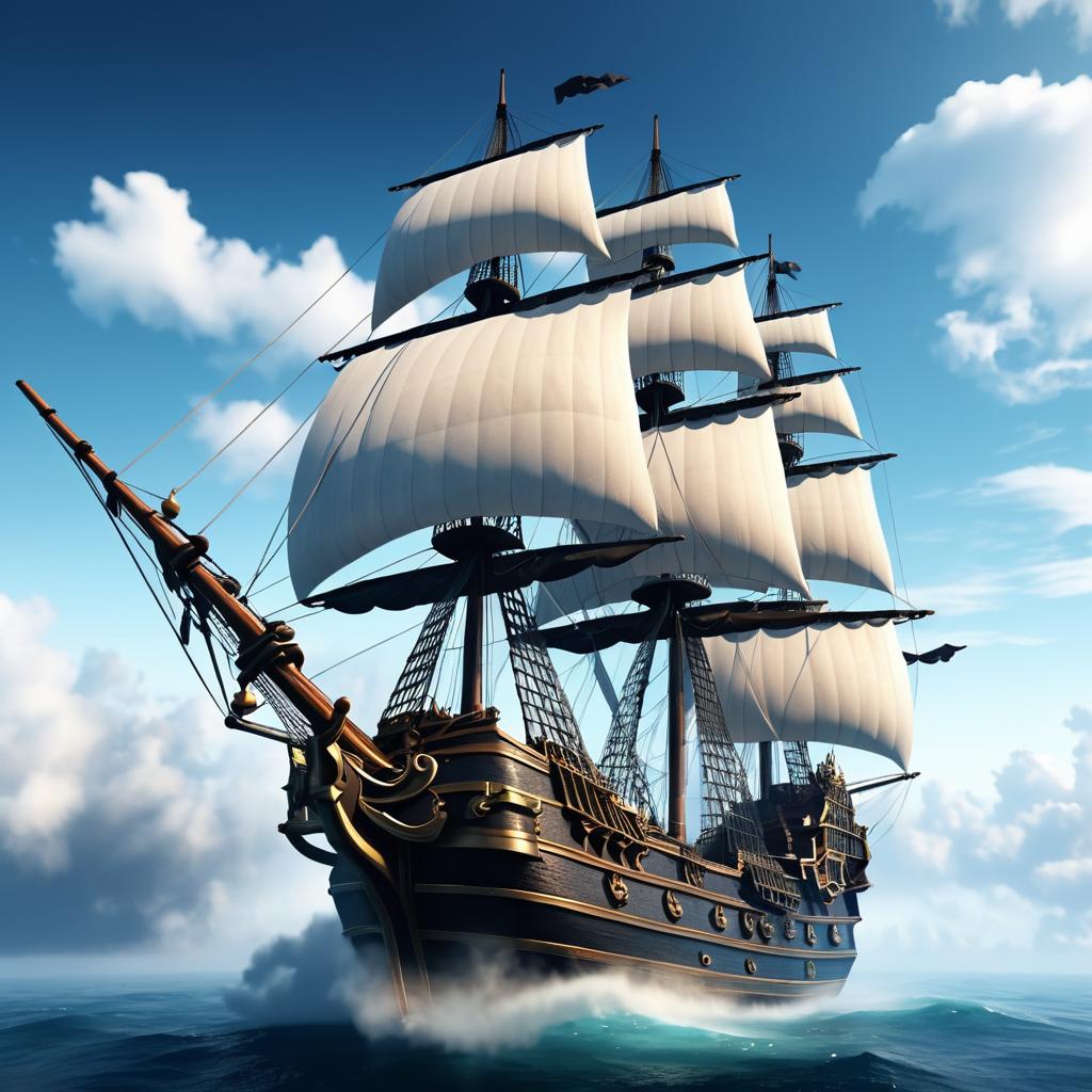 Epic Pirate Ship in Cloudy Seas