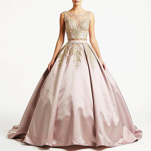 Two-Piece Plum Ball Gown with Gold Filigree