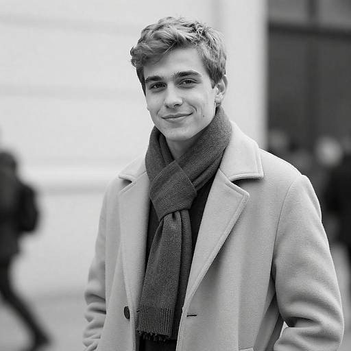 Subtle Smile Black-and-White Young Man Portrait
