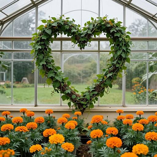 Heart-Shaped Vine Wreath in Greenhouse