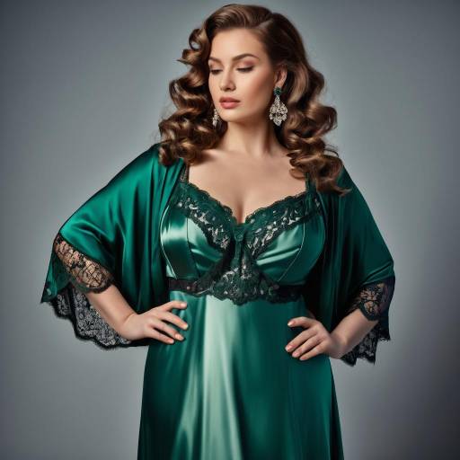 Elegant Character in Emerald Satin Negligee