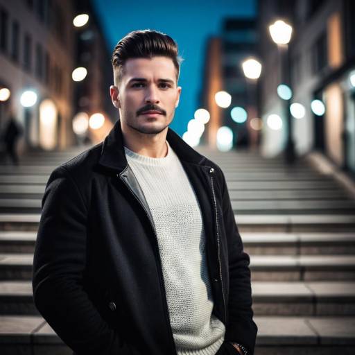 Cinematic Urban Man with Quiff and Mustache