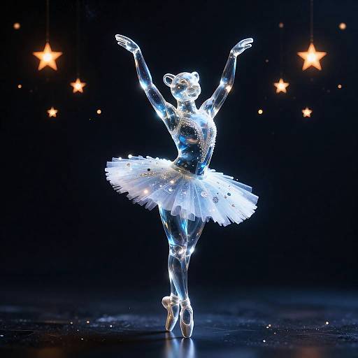 Glass Lioness Ballerina in Galaxy Glow