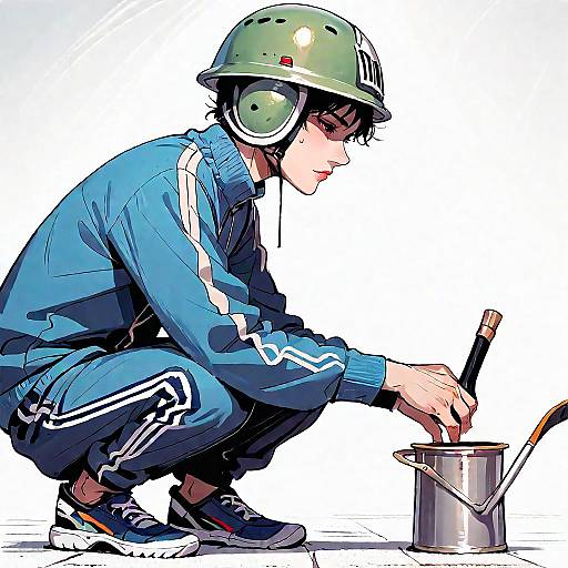 Anime Solo Boy Slav Squatting with Vodka
