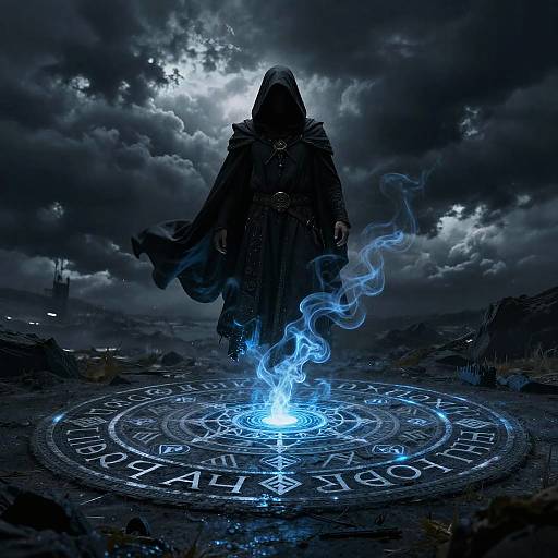 Inquisitor Hat Above Mystical Ritual Circle