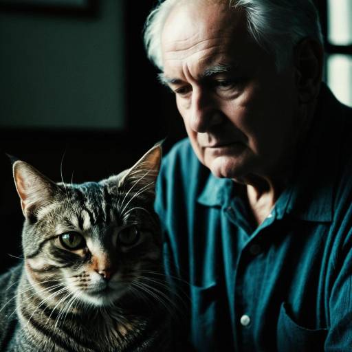 Moody Introspective Cat and Elderly Man