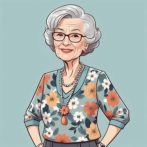 Elderly Woman Cartoon Illustration