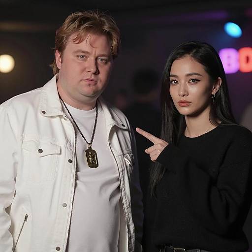 Dimly Lit Scene with Two Characters