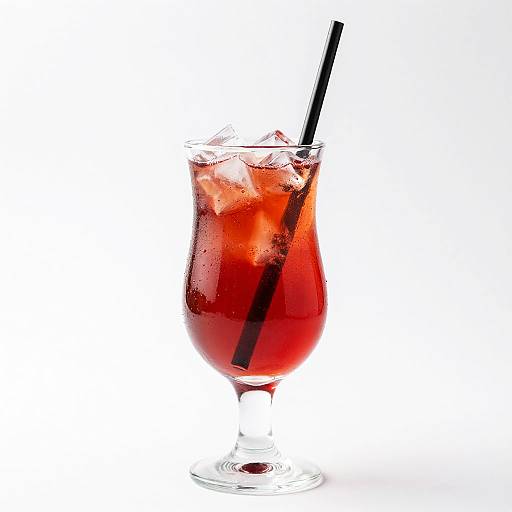 Bright Red Icy Drink in Curved Glass