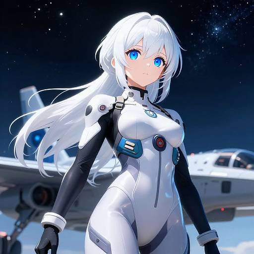 Futuristic Anime Pilot Girl