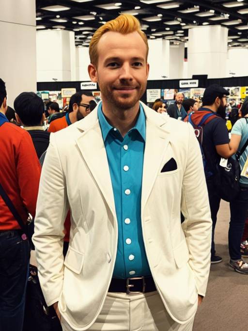 Man in Tintin Cosplay Costume at Comic Convention