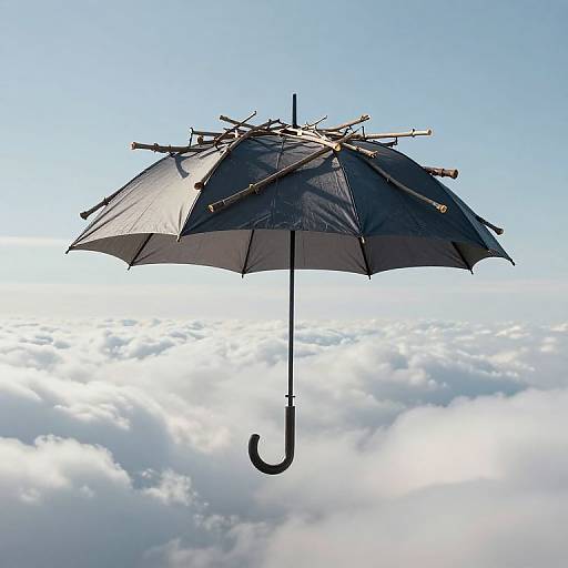 Sentient Umbrella Over Ethereal Clouds