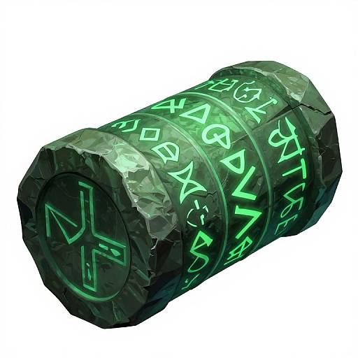Glowing Elvish Rune Stone Cylinder