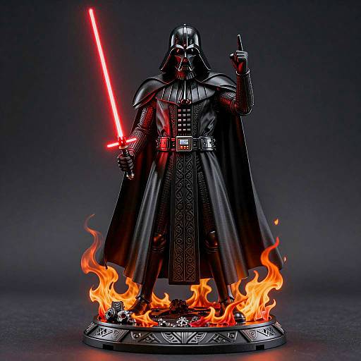 Menacing Sith Lord Statue with Lightsaber