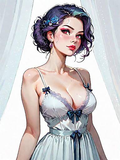 Elegant Woman in Vintage-Inspired Silk Chemise