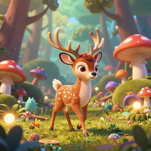 Pixar-Style Psychedelic Forest Fawn