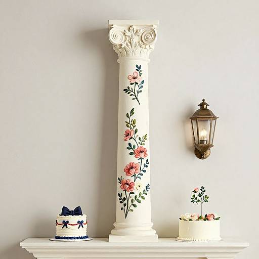 Floral Mantel with Cake and Lantern