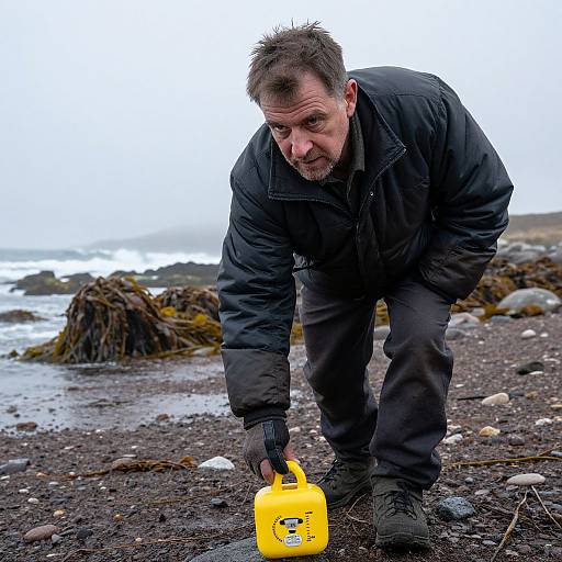 Weathered Man Gathering Yellowlockers