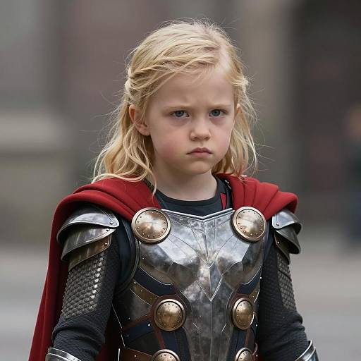Young Girl in Thor Inspired Superhero Armor