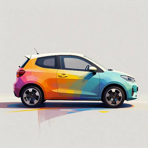 Abstract Colorful Compact Car Side View