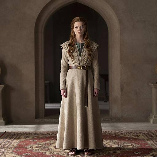 Young Woman in Roman-Inspired Historical Fantasy Robe